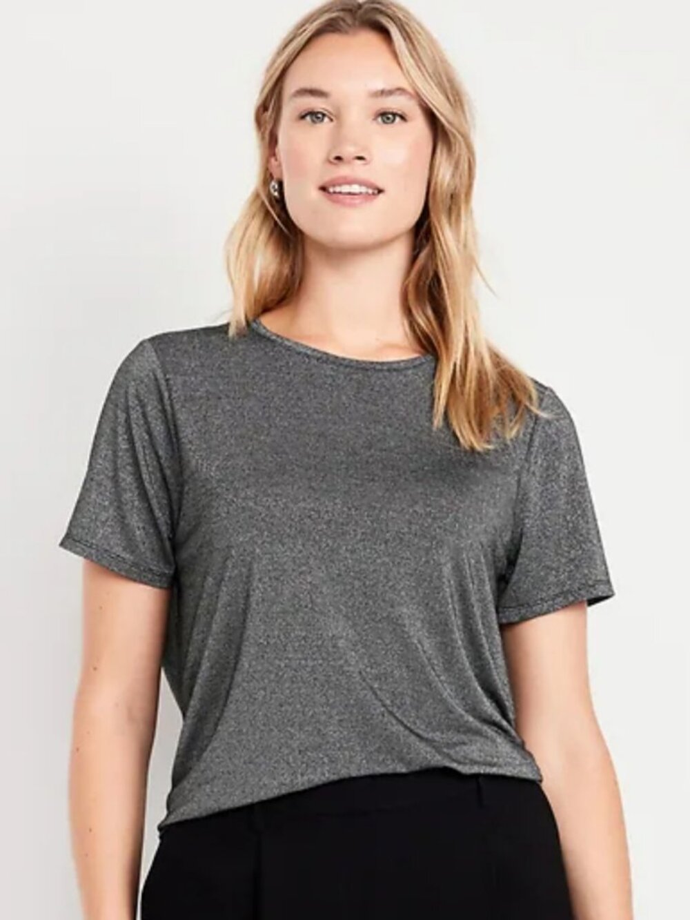 Old Navy Luxe Crew-Neck Silver Shine T- Shirt Women's XL NWT